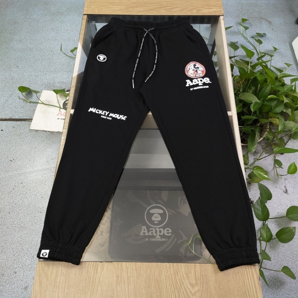 AAPE Mickey Mouse logo letter casual couple sweatpants